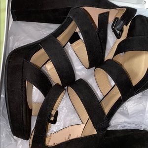 micro suede black heels !!